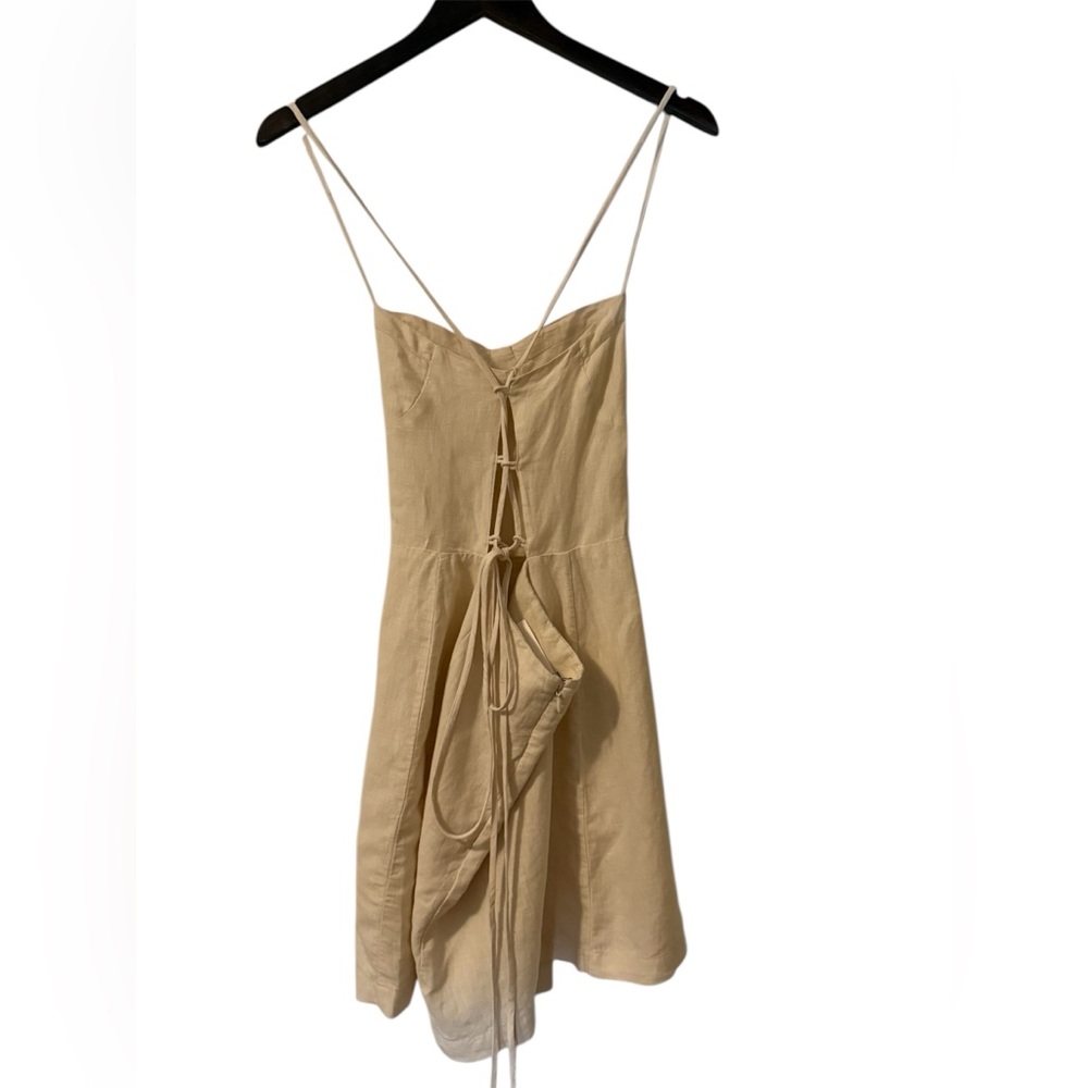 BNWT | Oak + Fort | Linen Blend Open Back Mini Dress | Birch | Size 8 - Picture 7 of 11